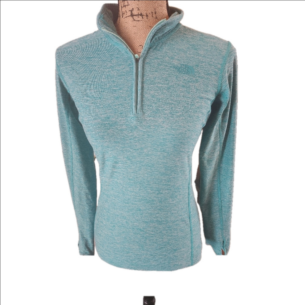 Sm Teal North Face Quarter Zip With Thumb Loopholes